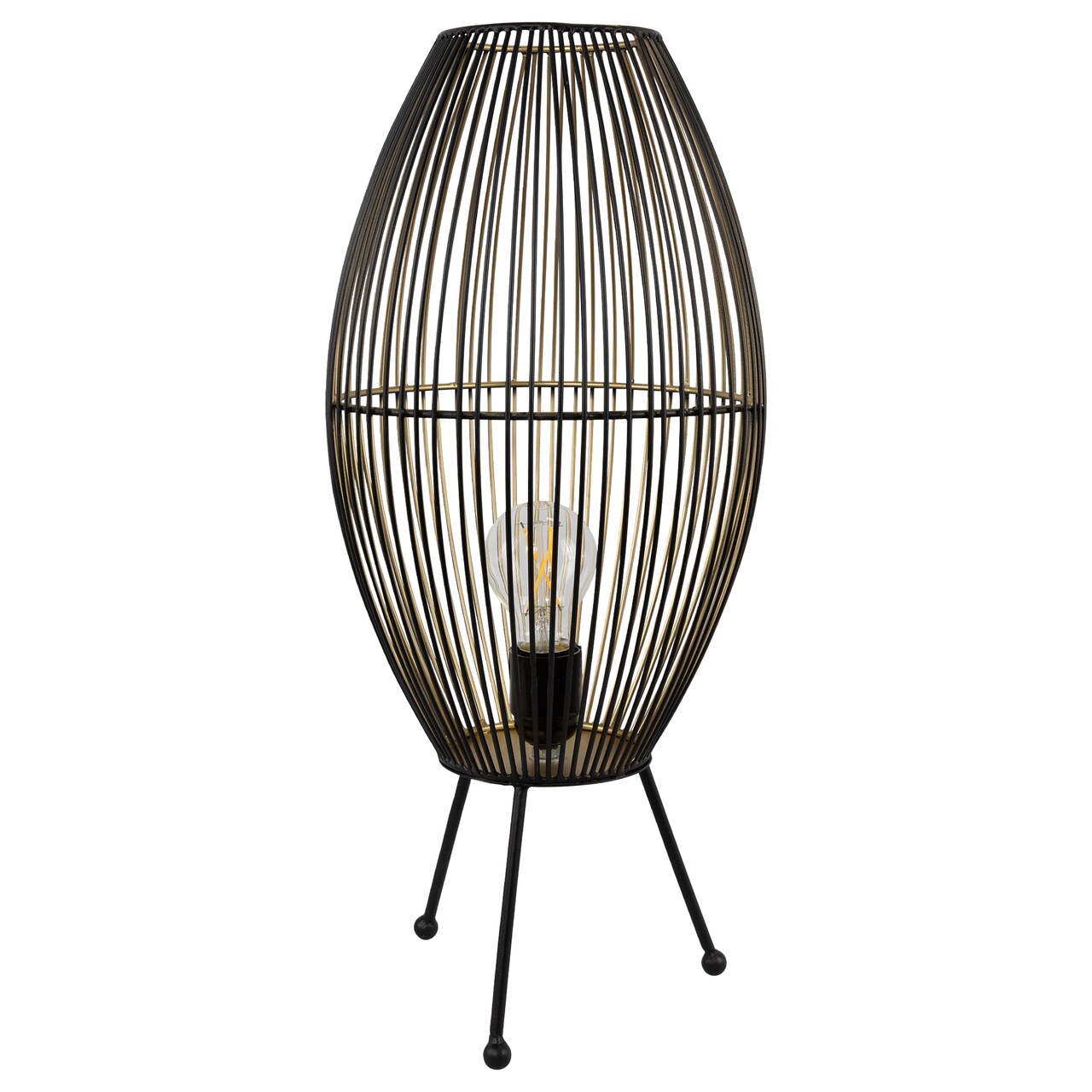 Northlight Oval Cage-Style Iron Table Lamp - 20" - Black and Gold